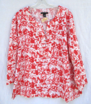 Sherry Taylor Linen Blend Top Blouse Size 2XL NEW with Tag Salmon Pink Washable - £19.02 GBP