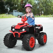 12V Kids 4-Wheeler ATV Quad Ride On Car w/ LED Lights Music USB Red - £223.49 GBP