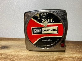 VINTAGE Sears Craftsman #39217 PR - 20&#39; FT Tape Measure, Red Button Model - £9.39 GBP