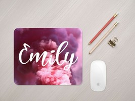 Personalised Pink Smoke Mouse Mat, Custom Name Mouse Pad Home Office Desk Work - £7.17 GBP