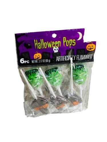 Halloween Pops 6ct 3.17oz/90gm Witches Hat/Frankenstein Lollipop Suckers - $8.79