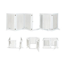 Freestanding 6-Panel Dog Gate with 4 Support Feet for Stairs-White - $257.77