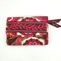 Vera Bradley Trifold Clutch Wallet Quilted 4x6 Floral Red Pink Burgundy - £9.50 GBP