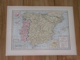 1943 Vintage Wwii Map Of Spain And Portugal / Denmark Netherlands Holland - £13.35 GBP