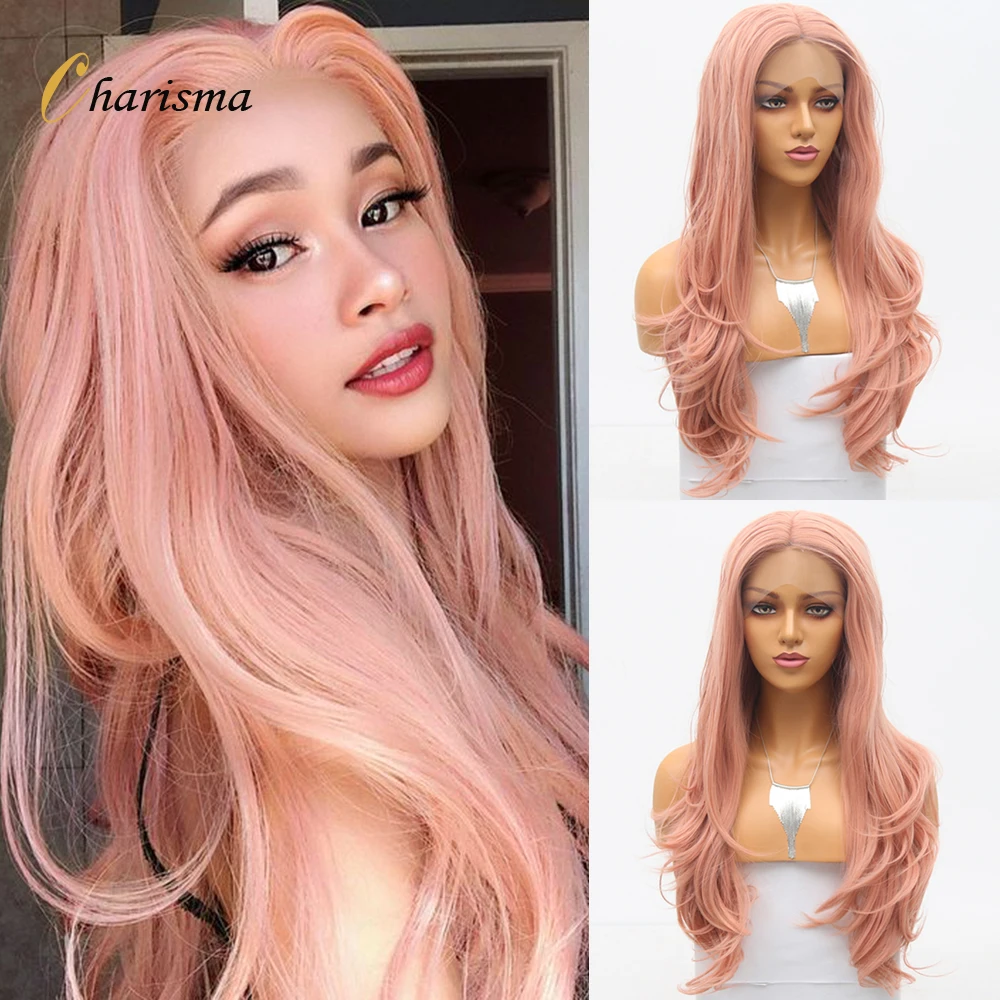 Charisma Body Wave Lace Front Wigs Pink Synthetic Lace Wigs for Black Women Free - £45.28 GBP+