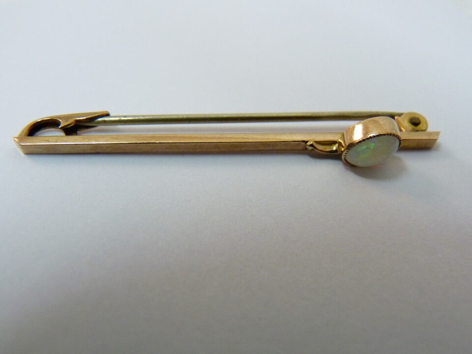 Primary image for Splendid Vintage 9K Rose Gold Brooch Pin, w/Gorgeous Oval Opal Gemstone L4.3 cm