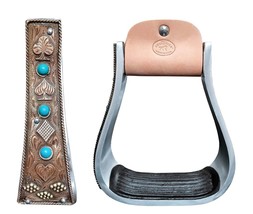 Horse 5&quot; Aluminum Antique Deck of Cards Engraved Western Saddle Stirrups... - $58.40