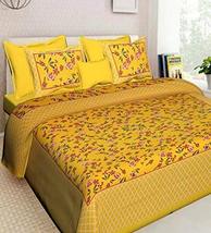 Traditional Jaipur Cotton Yellow Floral Printed Bedsheet, Sanganeri Jaip... - £25.88 GBP