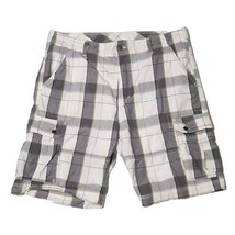 Levis Mens Cargo Shorts Size 42 Gray White Plaid 90s Y2K Baggy Skater Beach Cool - £22.12 GBP