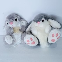 Dan dee Bunny Rabbit Lot of 2 Easter Plush Stuffed Animal Gray 7" Sitting  - $19.79