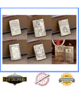 Brass Thin Double Sided Carved Windproof Kerosene Pocket Lighter Vintage... - $24.99