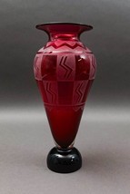 Steven Correia Signed 1988 Red Cameo Art Glass Limited Edition Vase 12 1/2&quot; - $499.99