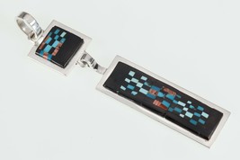 Alex Beeshligaii Navajo Incrustation Argent Sterling Pendentif 23.4gr - $6,811.88 MXN