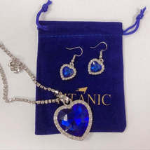 Titanic Heart of Ocean Blue Heart Love Forever Pendant Necklace with Titanic Ear - £3.17 GBP
