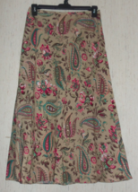 New Womens East 5th Beige W/ Paisley Floral Lined Linen Blend Skirt Size 8 - £19.77 GBP
