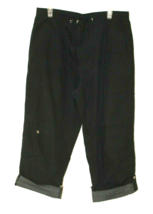 WEST COAST CONNECTION CAPRI PANTS SIZE 13 BLACK FLAT FRONT ROLLED CUFF  ... - $170.27 MXN