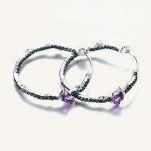 Design 925 Sterling Silver  Bridal Earrings Sets Halo Natural Amethyst Solitaire - £58.42 GBP