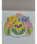 Vintage 1984 Colorful Spring Flowers Trivet Enesco Japan Quilted Look - £4.70 GBP