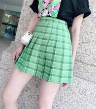 A-line Green Plaid Skirt Women Girl Plus Size Plaid Skirt Pleated Tennis Skirt image 2