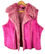 Vintage Pink Suede Fur Vest Size XL Womens Y2K Penny Lane Elle Woods Bar... - $152.96 CAD