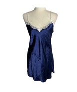 Linea Donatella Chemise Nightgown Lingerie S Blue Satin Adjustable Strap... - £14.57 GBP