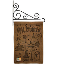 Halloween Doodles Burlap - Impressions Decorative Metal Fansy Wall Bracket Garde - £27.32 GBP