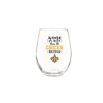 New Orleans Saints Glass 17oz Wine Stemless Boxed - $55.99