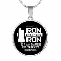 Express Your Love Gifts Iron Sharpens Iron Proverbs 27:17 Circle Pendant Engrave - £55.35 GBP