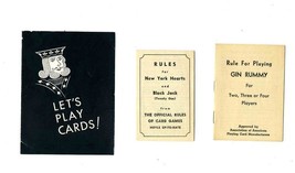3 Vintage Playing Card Rules Booklets Cassino Gin Rummy Hearts Black Jack  21 - £17.10 GBP