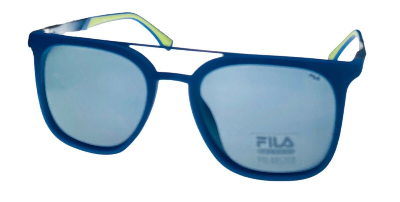 Fila Mens Matte Blue Plastic Square Sunglass Smoke Polarized Lens SF9249. V15Z