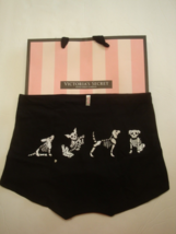 Victoria&#39;s Secret &quot;Pink&quot; Boyshort Panty Black W/ Skeleton Dogs On Back Sz L - £10.25 GBP