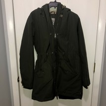 Levis Womens Parka Jacket Faux Fur Trimmed Hood Full Zip Olive Green Sz Small - £23.79 GBP