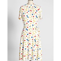 ModCloth White Retro Cherry Don&#39;t Mock It till You Try It Swing Dress NW... - £55.26 GBP