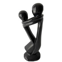 Unity Couple Soapstone Statue Modernist Figure Black Heavy Art Kenya Vintage 12&quot; - £31.86 GBP