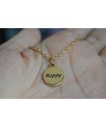 Handmade Gold Plated Blessed HAPPY Pendant Necklace - £8.88 GBP