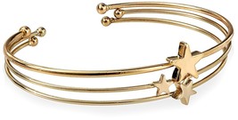 Fortuni Gold Plated Triple Star Adjustable Open Bangle Cuff Bracelet - £8.88 GBP