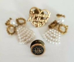 Vintage Special Mother Heart Brooch, Small Mom Pin, 2 Beaded Angels Lot ... - £11.74 GBP