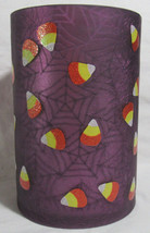 Yankee Candle Frosted Large Jar Holder SWEET TREATS Halloween Candy Corn Web - £48.43 GBP
