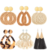 6-18 Pairs Earrings for Women, Lightweight Summer Earrings Straw Earring... - $268.28 MXN