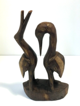 Vintage Two Birds Folk Country Hand Carved Wooden Birds Abstract Art Sculpture - £19.90 GBP