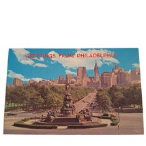 Postcard Greetings From Philadelphia PA Skyline Chrome Unposted - £5.52 GBP