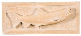 Plaque MOUNTAIN Lodge Trout Fish Right-Facing Right Almond Off-White Resin - £230.97 GBP