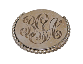 Beau Sterling Silver Monogrammed Round Pin Brooch - $21.99