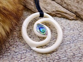 Koru Spiral Eye Pendant Necklace Beach Jewelry Hand-carved Evil Eye Protection - £9.27 GBP