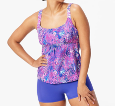 Kim Gravel x Swimsuits For All Scoop Neck Tankini Set &amp; Bike Short PURPLE REG 16 - $27.49