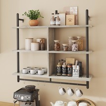 Bestier 41.5&quot; Retro Grey Floating Pipe Shelving, 3-Tier Industrial Wall-Mounted - $116.99