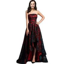 Strapless Black Lace High Low Long A Line Corset Prom Evening Formal Dresses Win - £94.93 GBP
