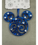 Disney Parks Mickey Mouse Icon Biue Color Filigree Ornament with Faux Ge... - $589.76 MXN