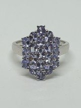 TGGC Sterling Silver 925 Tanzanite Cluster Ring Size 10 - £31.23 GBP