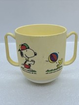 Vintage 1965 Danara 2-handle Weighted Non-spill Kids Cup Snoopy &amp; Woodstock Ball - £14.54 GBP